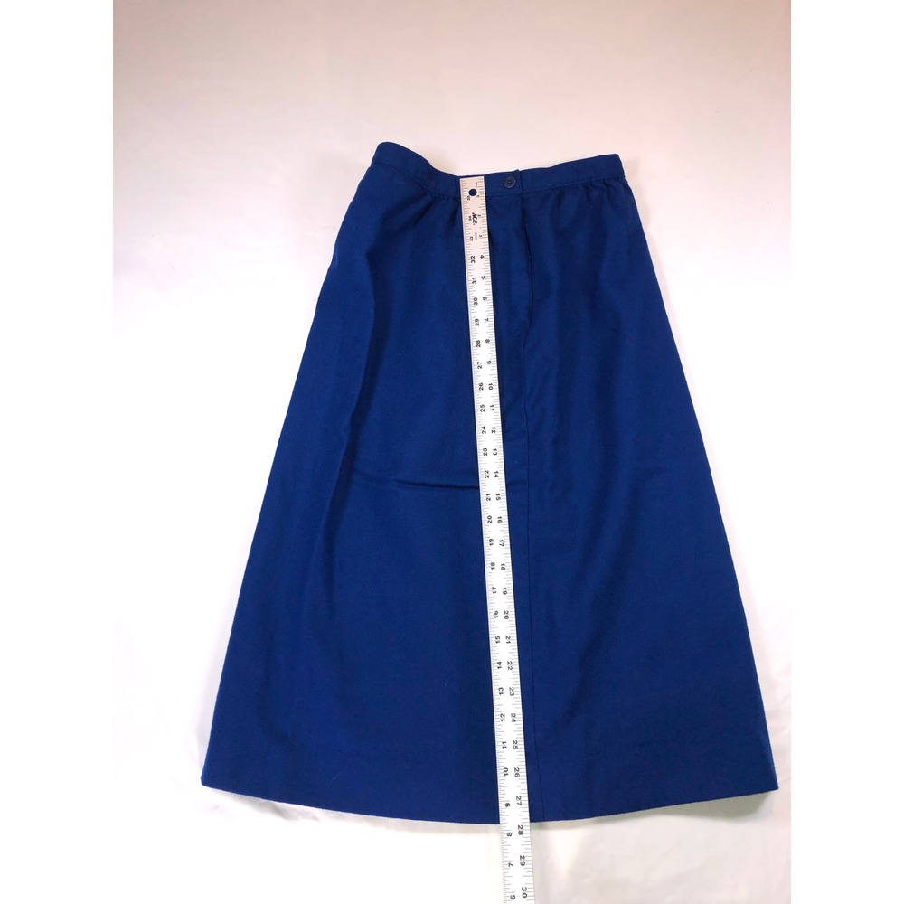 Vintage Pendleton Royal Blue 100% Virgin Wool Midi A-Line Skirt Made in USA